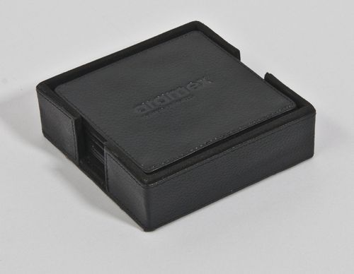 Leather Tea Coaster - Square 4x4 Inch | Modern Painted Black Leather Design