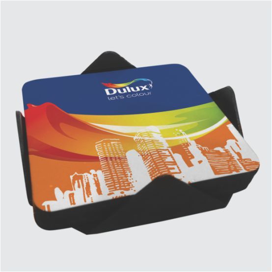 Glass Tea Coaster - 5x5 Inch Square, Red Promotional Glass Design