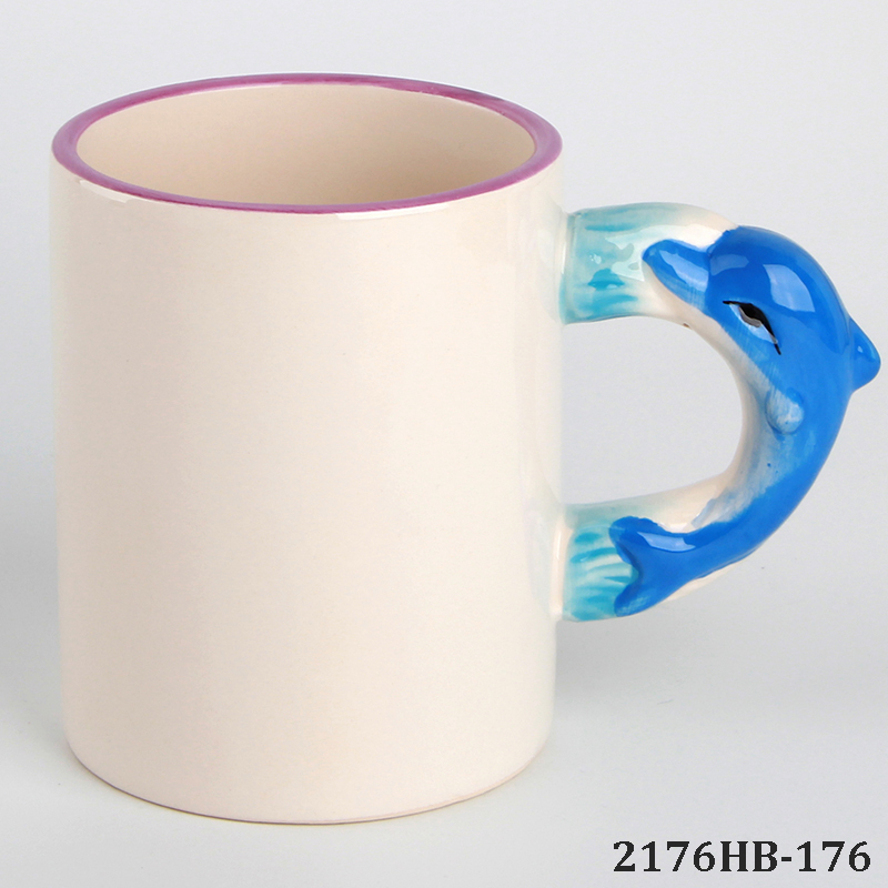 White Animal Handle Mugs