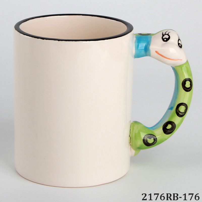White Animal Handle Mugs