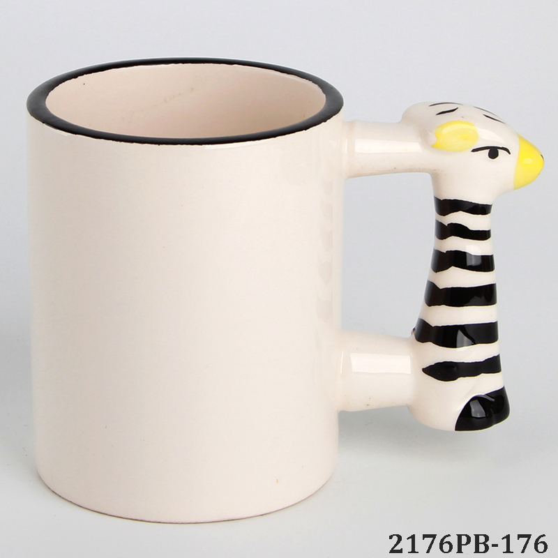 White Animal Handle Mugs