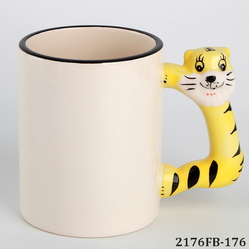 White Animal Handle Mugs
