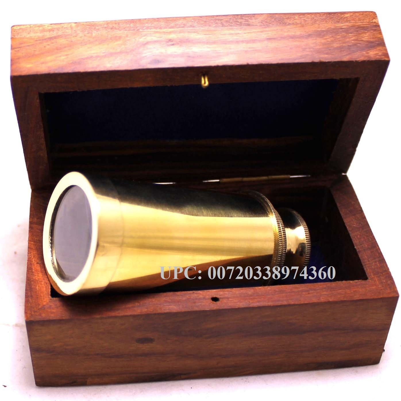 Captains 6" Brass Handheld Mini Telescope With Wooden Box Nautical Collectibles