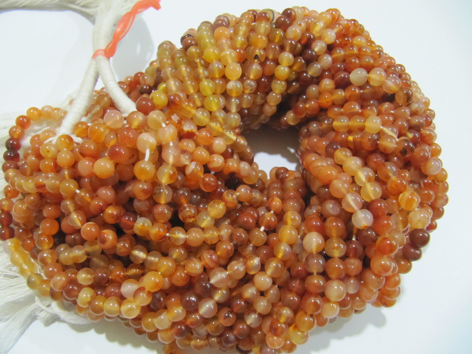 Stone Natural Genuine Shaded Carneline Round Plain Smooth Beads