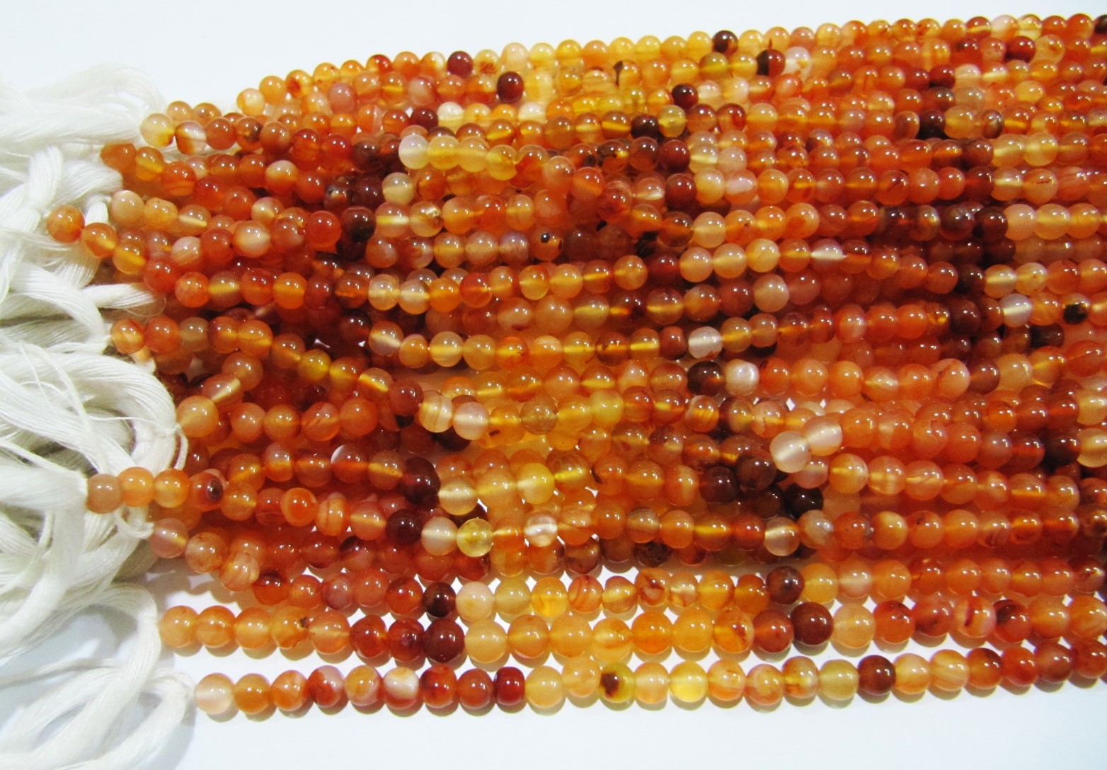 Stone Natural Genuine Shaded Carneline Round Plain Smooth Beads