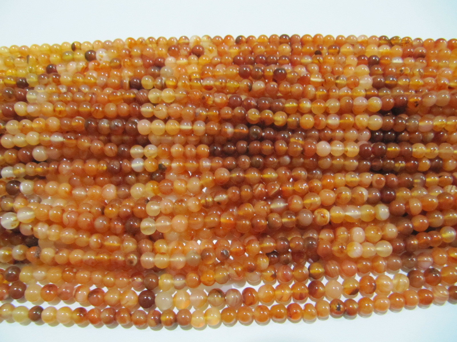 Stone Natural Genuine Shaded Carneline Round Plain Smooth Beads
