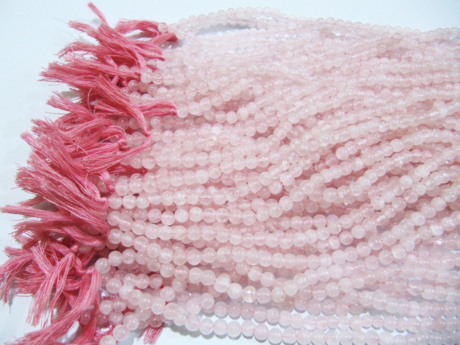 Pink Natural Genuine Rose Quartz Round Plain Smooth Beads