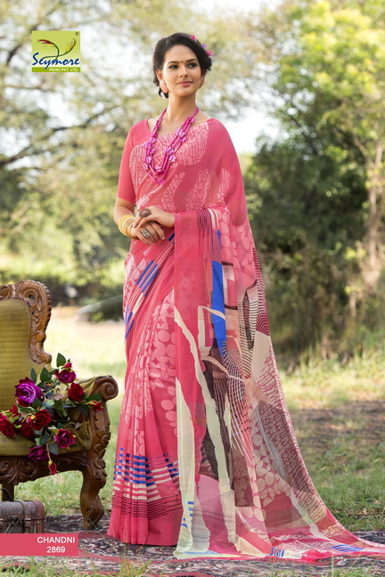 Beautiful Printed Saree - Georgette, 5.5 Mtrs Length With 0.8 Mtrs Blouse | Yellow Color, Designer Print, Bollywood Style, Soft Fabric