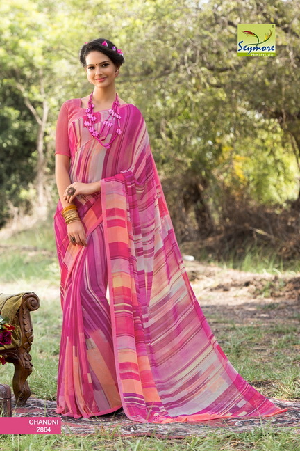 Beautiful Printed Saree - Georgette, 5.5 Mtrs Length With 0.8 Mtrs Blouse | Yellow Color, Designer Print, Bollywood Style, Soft Fabric