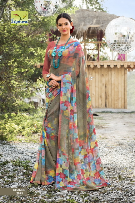 Casual Printed Saree - Georgette, 5.5 Mtrs Length, 0.8 Mtrs Blouse, Green Color | Designer Bollywood Style With Elegant Border Design