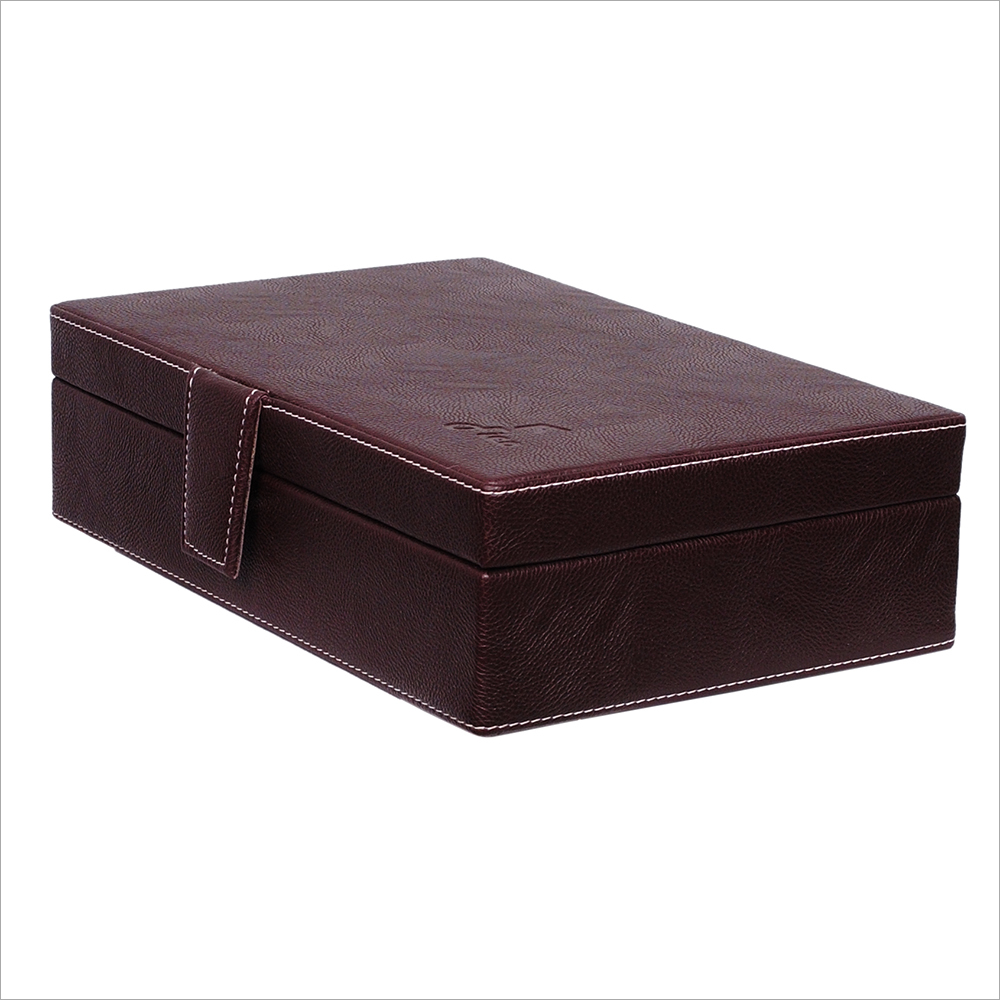 Fico Vagen Lather Watch Box For 8 Watches - Leather, 11x7.5x2.7 Inches, Brown | Glossy Finish, Eye-catchy Design, Satin Pillow For Added Elegance