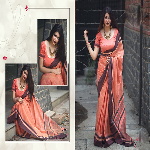 Different Colors Casual Row Silk Plain Saree
