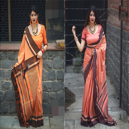 Different Colors Casual Row Silk Plain Saree