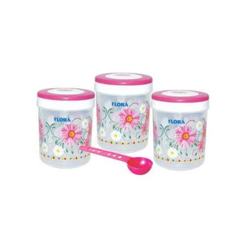 Blue & Pink Plastic Round Foil Printed  Multi Purpose Container Spicy 350