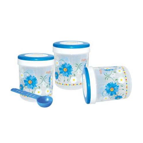 Blue And Pink Plastic Round Foil Printed  Multi Purpose Container Spicy 500