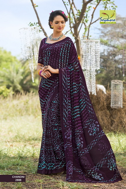 Daily Wear Saree In Georgette Fabric - 5.5 Mtrs Cream Printed Georgette Fabric With 0.8 Mtrs Blouse | Bollywood Style, Elegant Design