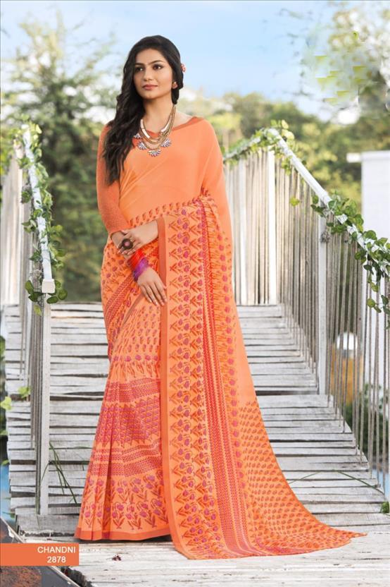 Designer Georgette Saree - Customized Up To Size 42 | Printed Fabric With Matching Blouse
