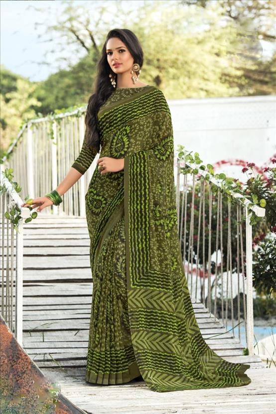 Designer Georgette Saree - Customized Up To Size 42 | Printed Fabric With Matching Blouse