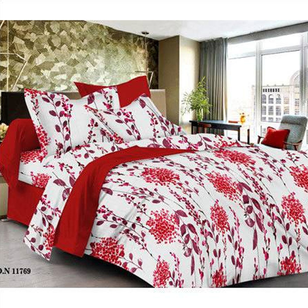 White And Red Cotton Bed Sheets