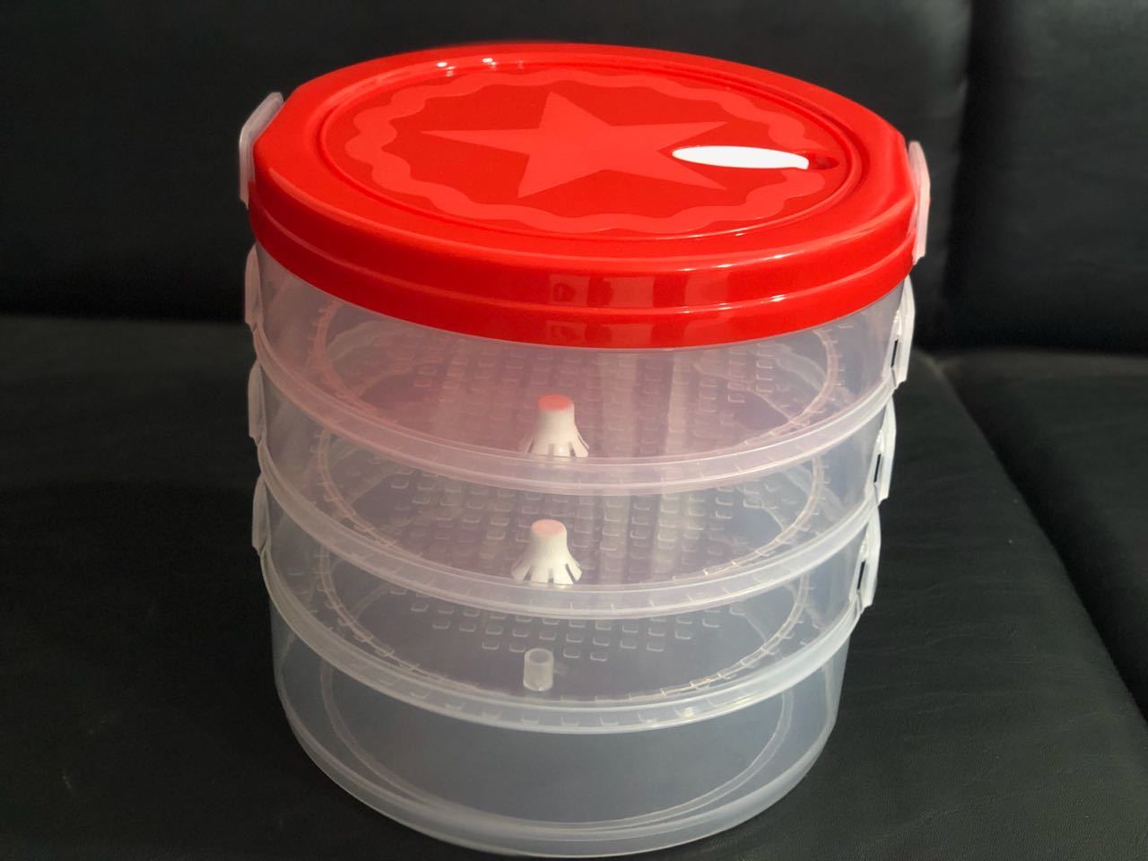 Sprout Maker - Polypropylene Plastic, 19.2 X 19.2 X 14.7cm, Transparent Body With Red Lid | Hygienic, Odorless, Multi-grain Sprouting System