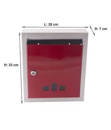 Letter Box - High Grade Metal, 28cm X 8cm X 33cm, Red And Ivory | Durable, Temperature Resistant, Moisture Proof For Daily Use
