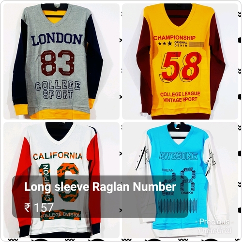 Mens T Shirt - Spandex Fabric, Long Sleeve V-Neck Style, Printed Design | Available in Blue, White, Black, Grey, Yellow, Red, Sky Blue, Green