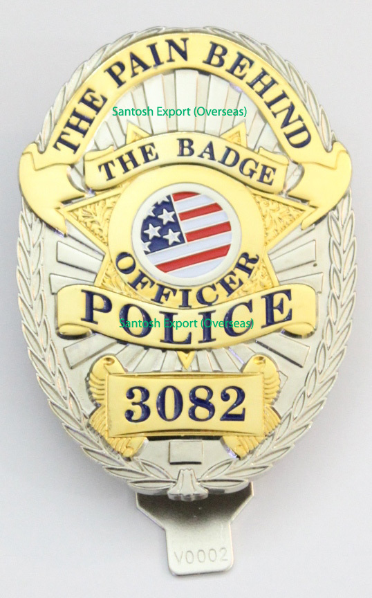 Police Badge - High Quality Brass & Copper, 20-45 Mm Custom Shape | 3d Die Struck, Gold Plating, Moq 200 Pieces, Oem & Odm Services