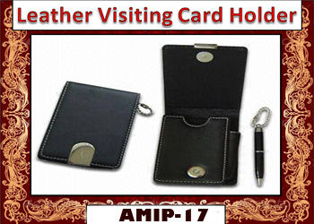 Leather Card Holder - 9.5x6.5x2 Cm, Brown Leather With Logo For Official Use