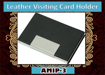 Leather Card Holder - 9.5x6.5x2 Cm, Brown Leather With Logo For Official Use