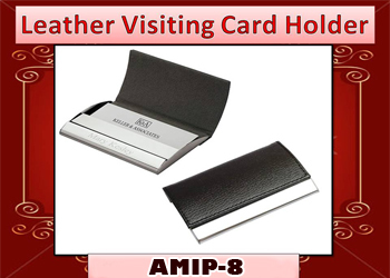 Leather Card Holder - 9.5x6.5x2 Cm, Brown Leather With Logo For Official Use