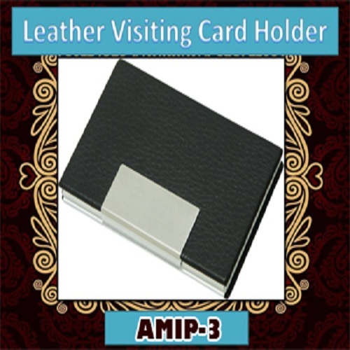 Leather Card Holder - 9.5x6.5x2 Cm, Brown Leather With Logo For Official Use