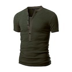 Men's Cotton T-Shirt - Half Sleeves, Green Color with Printed Pattern
