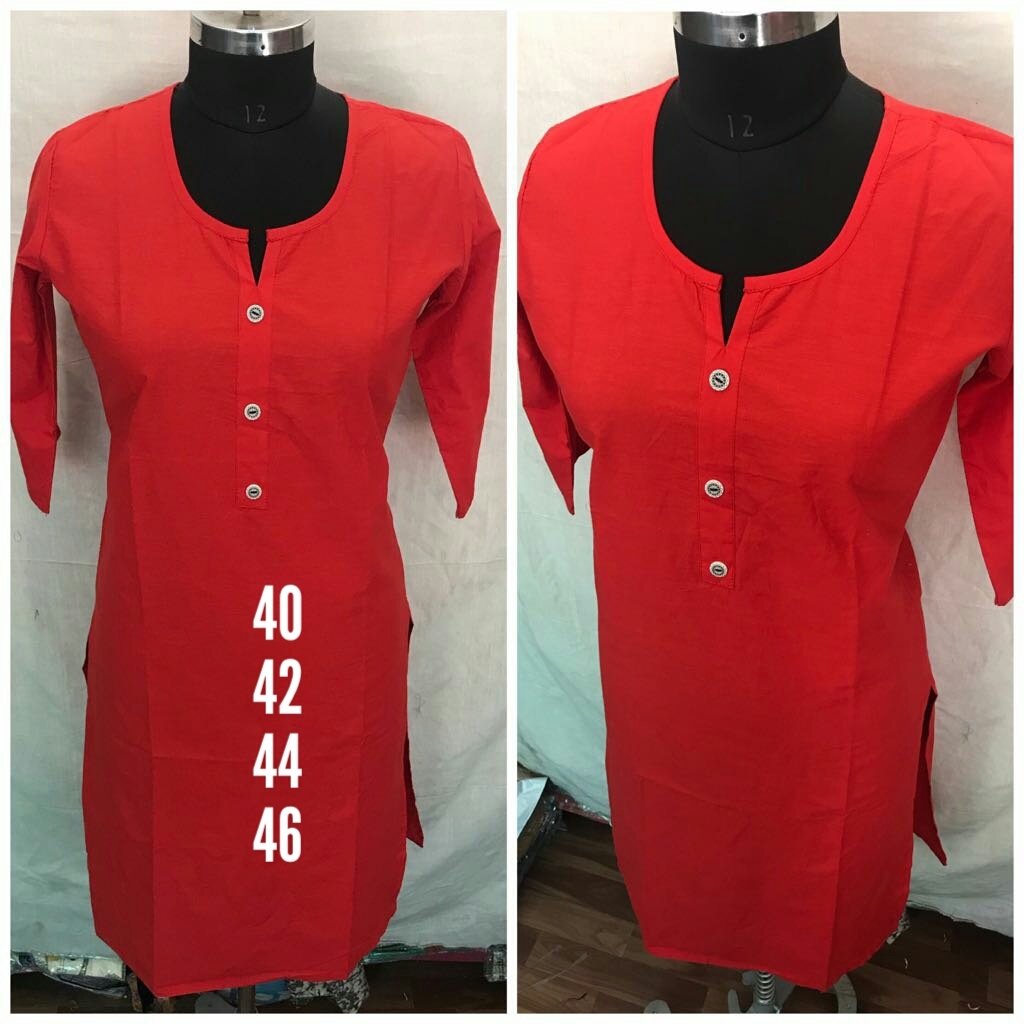 Cotton Kurti - Size 40/42/44/46, Multy Color, Long Sleeve, Daily Wear, Washable