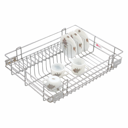 Cup & Saucer Basket - Stainless Steel, 4 Inch Size, Silver Color | 7 Year Warranty, Modern Design