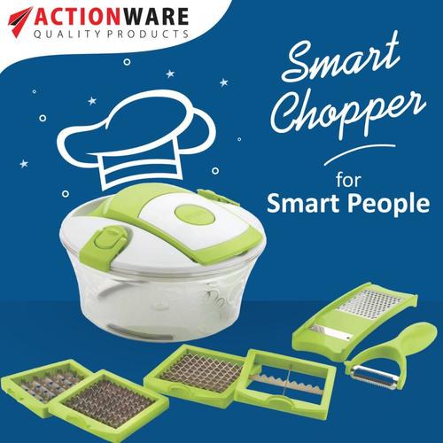 7 Star Chopper - ABS Plastic, Small To Large Size, Green Color | Stainless Steel Blades for Effortless Chopping and Slicing