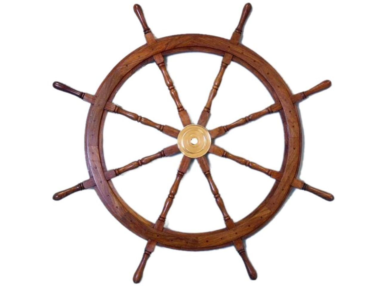 Deluxe Class Wood And Brass Decorative Ship Wheel 15"