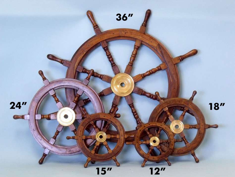 Deluxe Class Wood And Brass Decorative Ship Wheel 15"