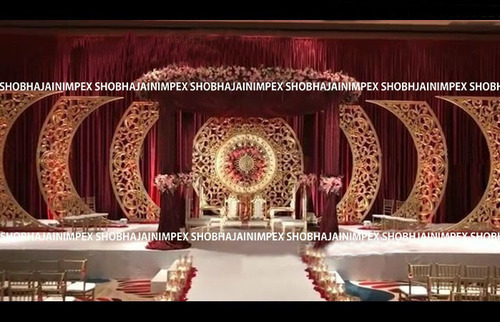 Golden Gold Traditional Wedding Fiber Backdrop