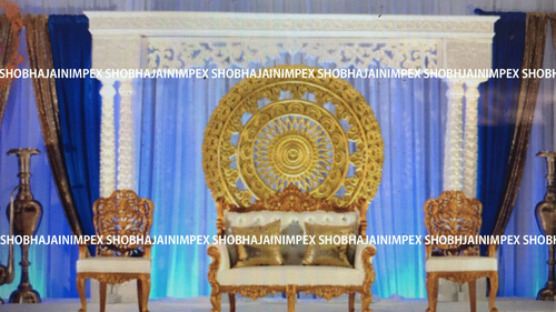 White And Golden Medallion Wedding Fiber Backdrop