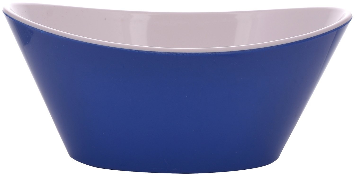 Melamine Oval Serving Bowl Set - Blue And Cream White Color, Multi-cavity Design For Elegant Kitchen Presentation