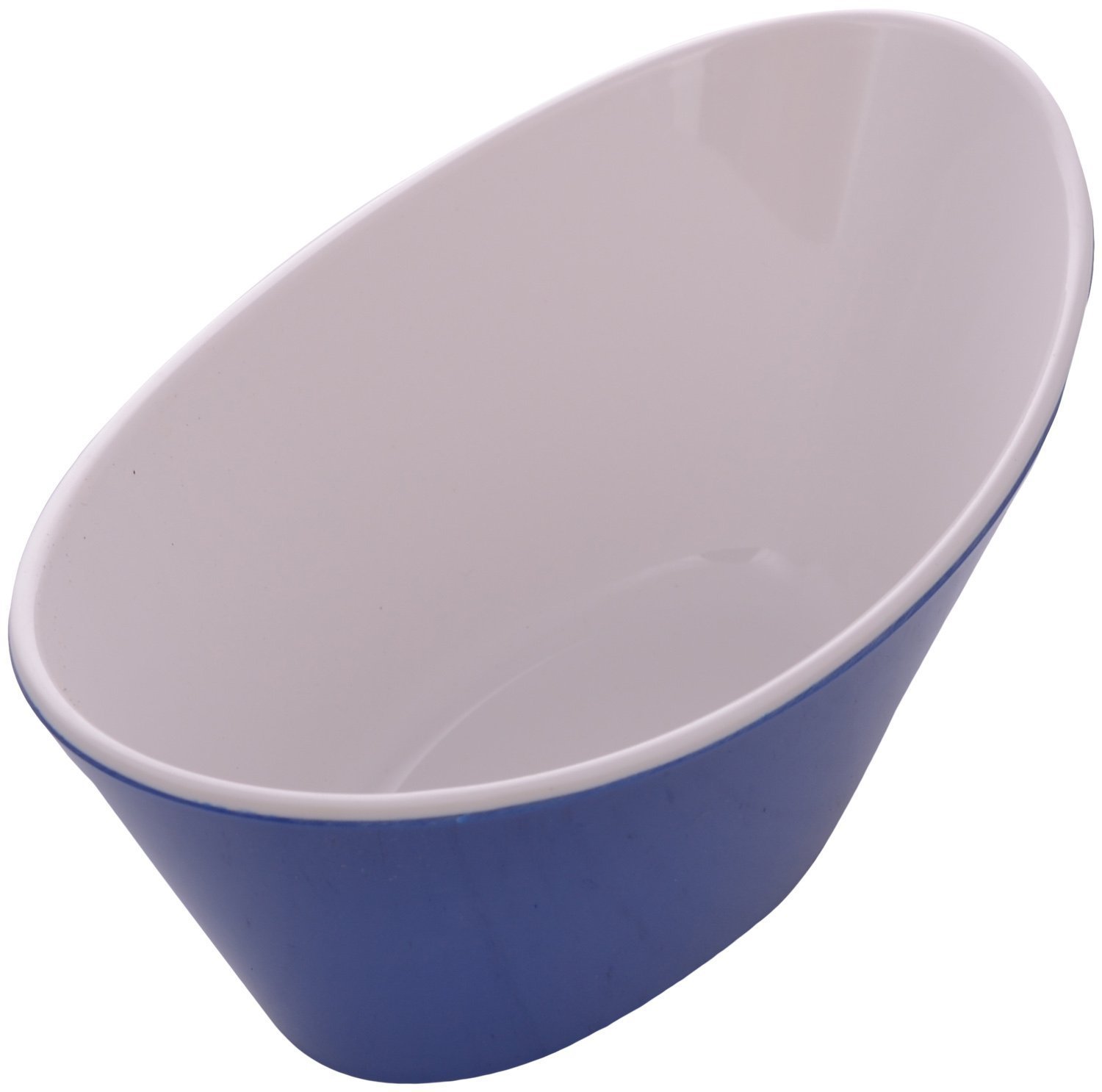 Melamine Oval Serving Bowl Set - Blue And Cream White Color, Multi-cavity Design For Elegant Kitchen Presentation