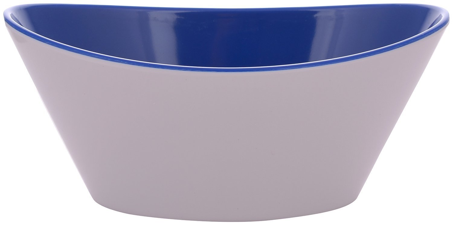 Melamine Oval Serving Bowl Set - Blue And Cream White Color, Multi-cavity Design For Elegant Kitchen Presentation