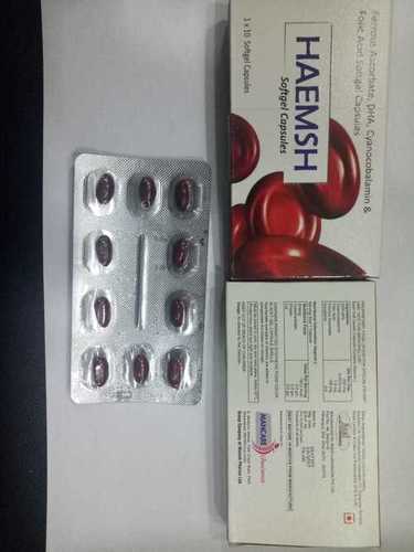 फेरस एस्कॉर्बेट 100 mg + DHA 200 mg + फोलिक एसिड 1.5 mg + विटामिन B12 7.5 mcg सॉफ्ट जिलेटिन कैप