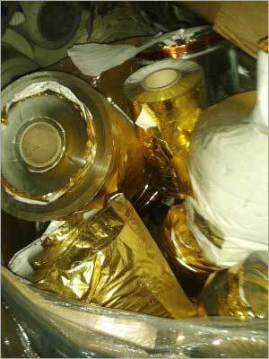 Hot Gold Stamping Foil Scrap - Polyester Material, Roll Size 10-15 Inches, Gold Color | Non-hazardous, Bio-friendly, Durable