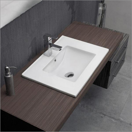 Table Top Designer Wash Basin - Ceramic Square, White Color | Easy to Use, One Piece Design, Lightweight 5-15 Kg