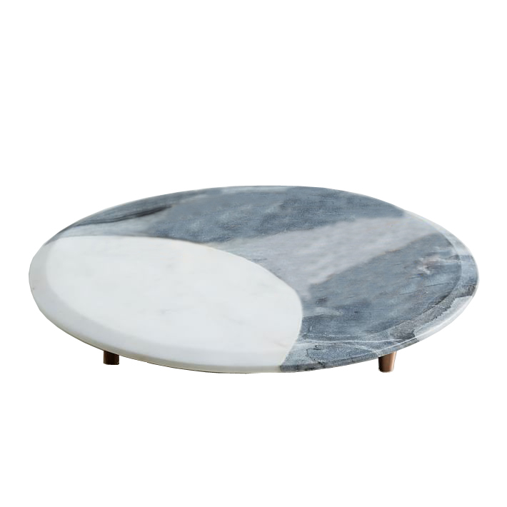 Cake Stand - Steel & Marble, 12 Inch Round Shape, Modern Gold & White Design - 20 Pieces