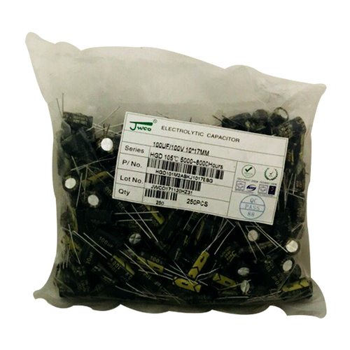 JWCO, 100uf 100v, HGD 100/100V 105' इलेक्ट्रोलाइटिक कैपेसिटर