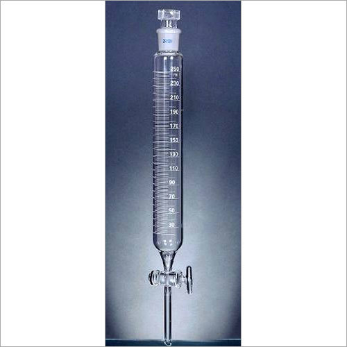Transparent 04.567 Dropping Funnels, Cylindrical, Graduated, Glass Key/ Ptfe Screw Type Stopcock