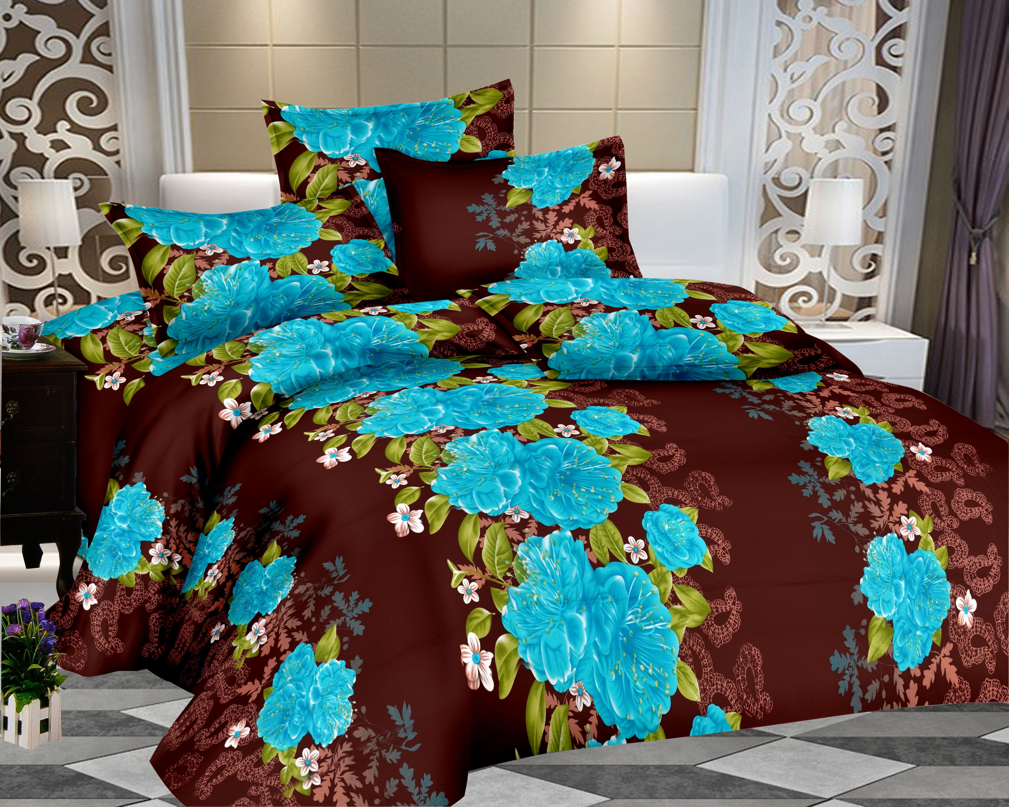 Bedsheet Printed Bedsheet - 100% Cotton, 224cm X 275cm, Red Color, 250 Thread Count | Double Bed Sheet With 2 Pillow Covers, Washable