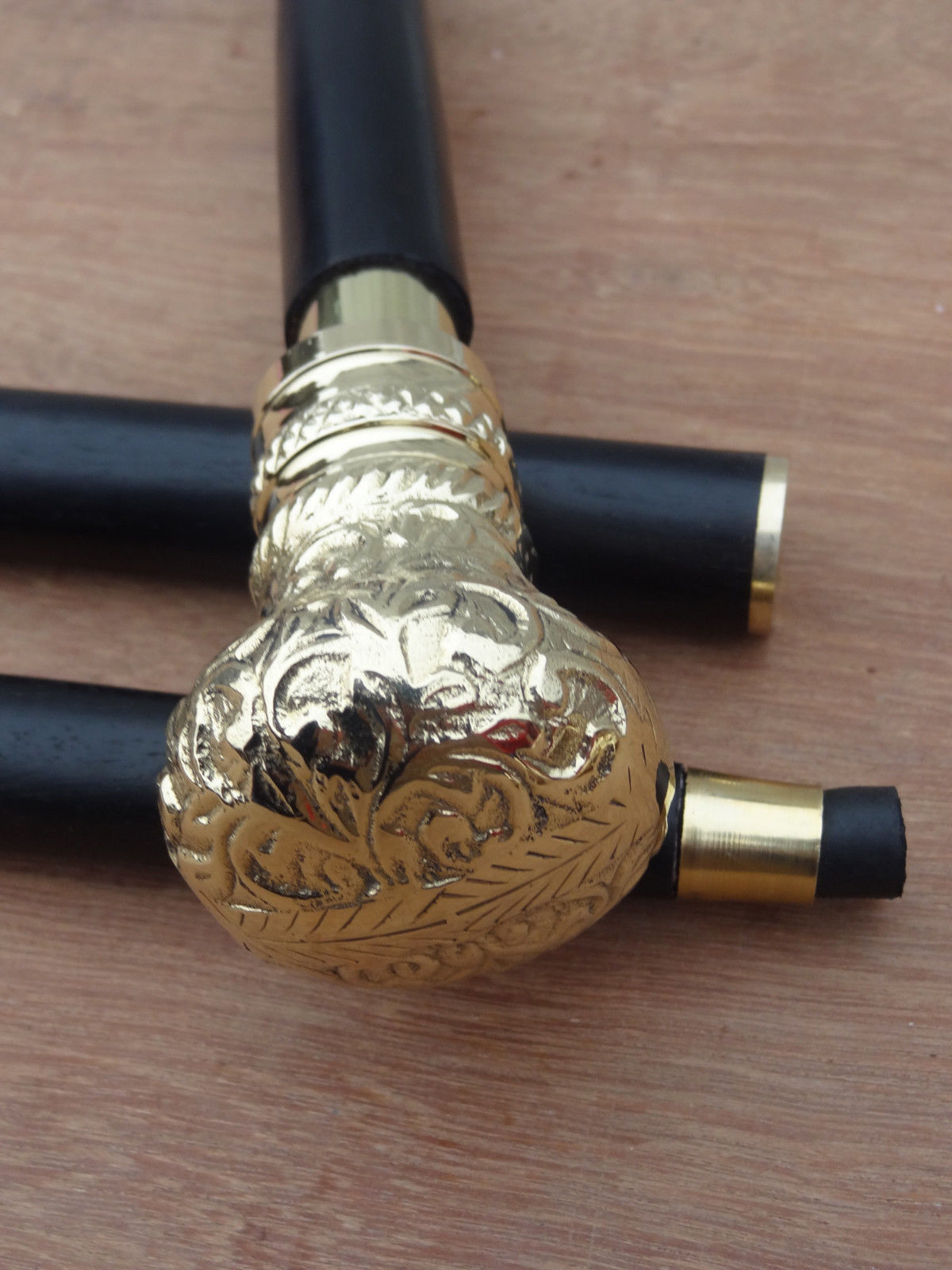 Vintage Nautical Solid Brass Designer Handle Wooden Walking Stick